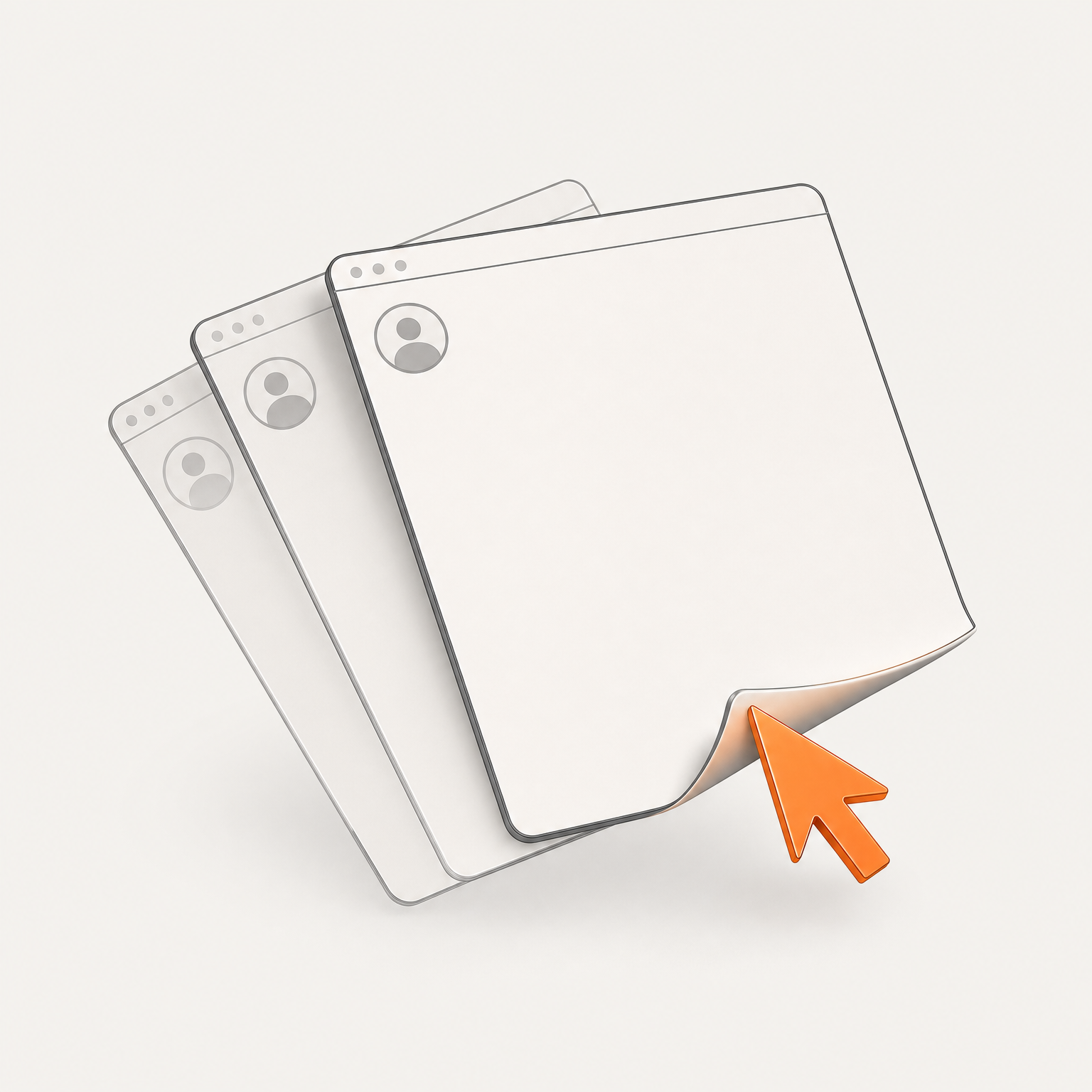 An orange cursor selects a window from a set of advertising accounts.