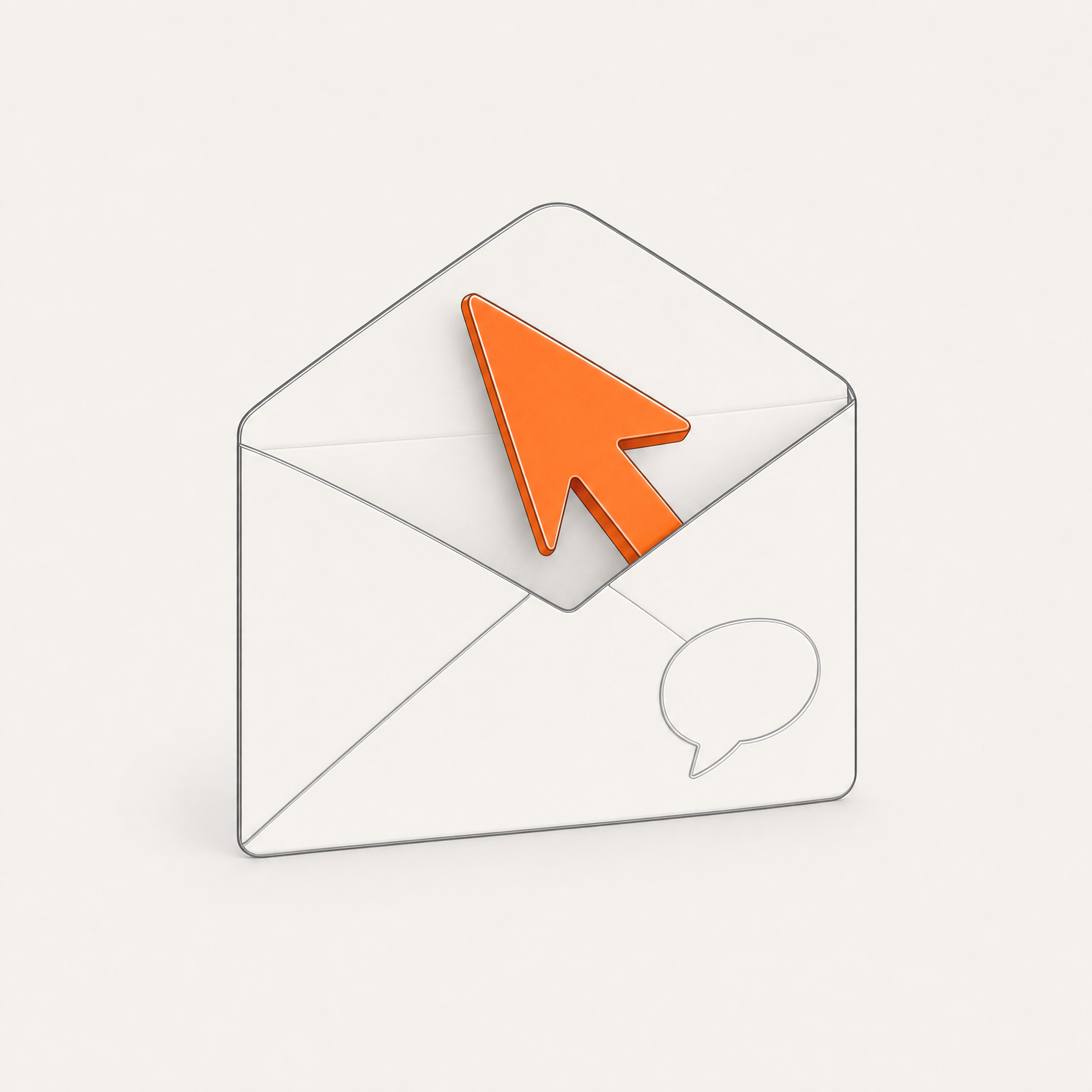 An orange cursor slips into an open envelope. Start a conversation with TDS.