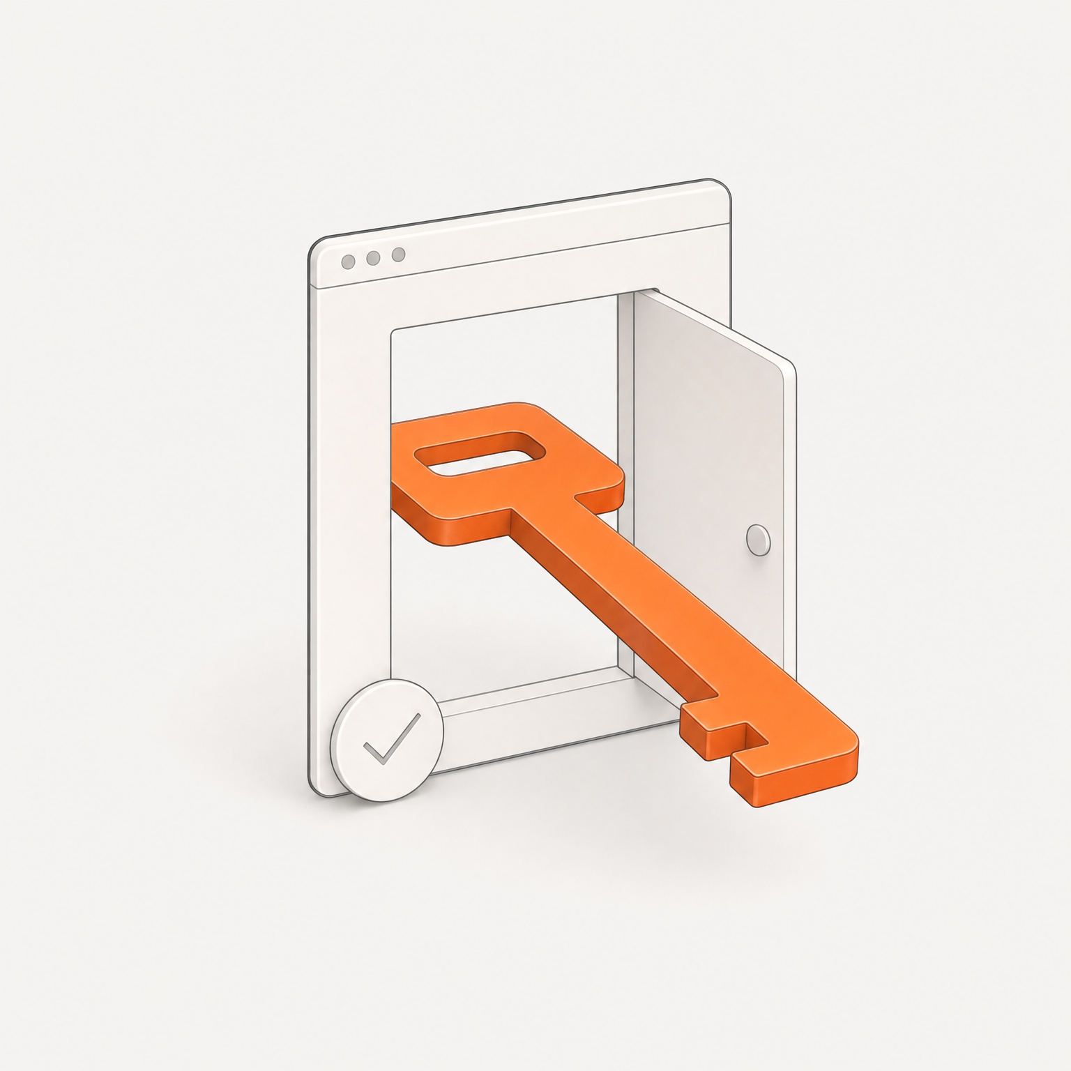 An orange key opens a browser window for account handover.